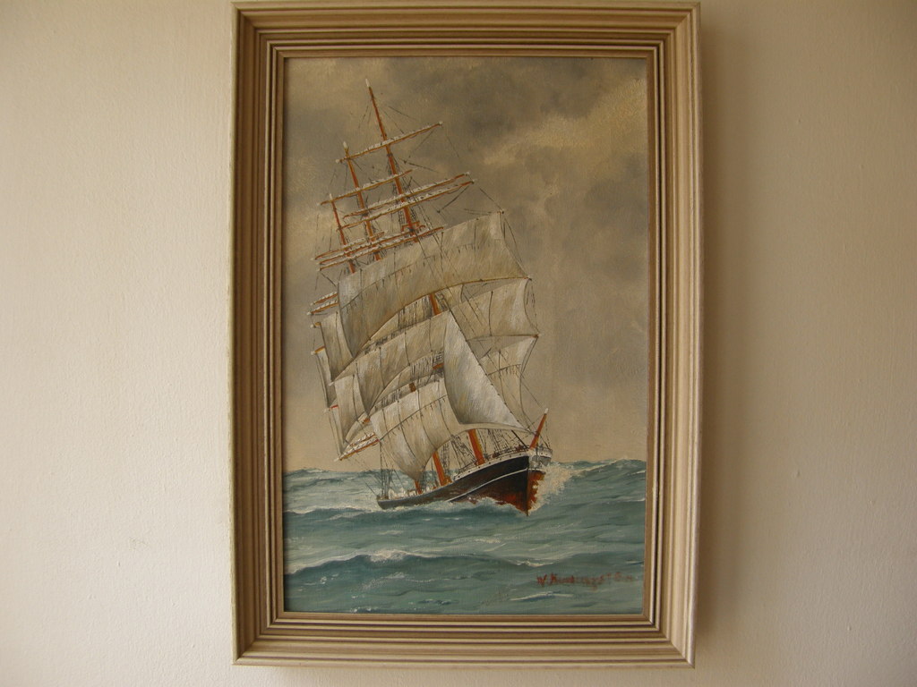 Oliever op doek voorstellende een tall ship. Willem Koningstein. ges. kopen? Bied vanaf 60!
