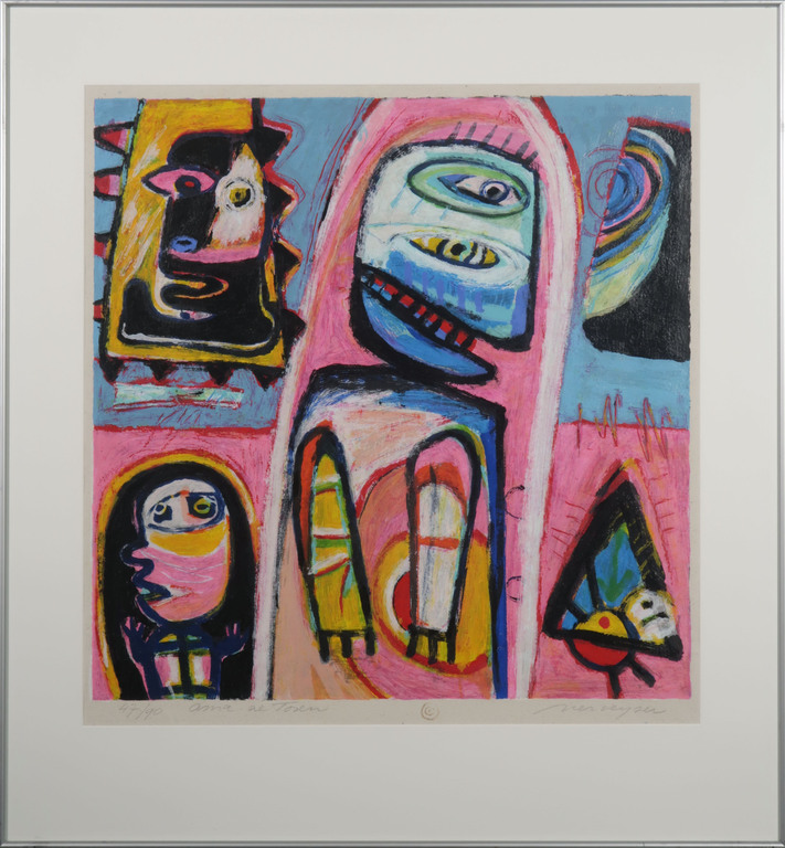 Henk Vierveijzer: Zeefdruk, Oma ze toren - Ingelijst verkocht voor € 35!