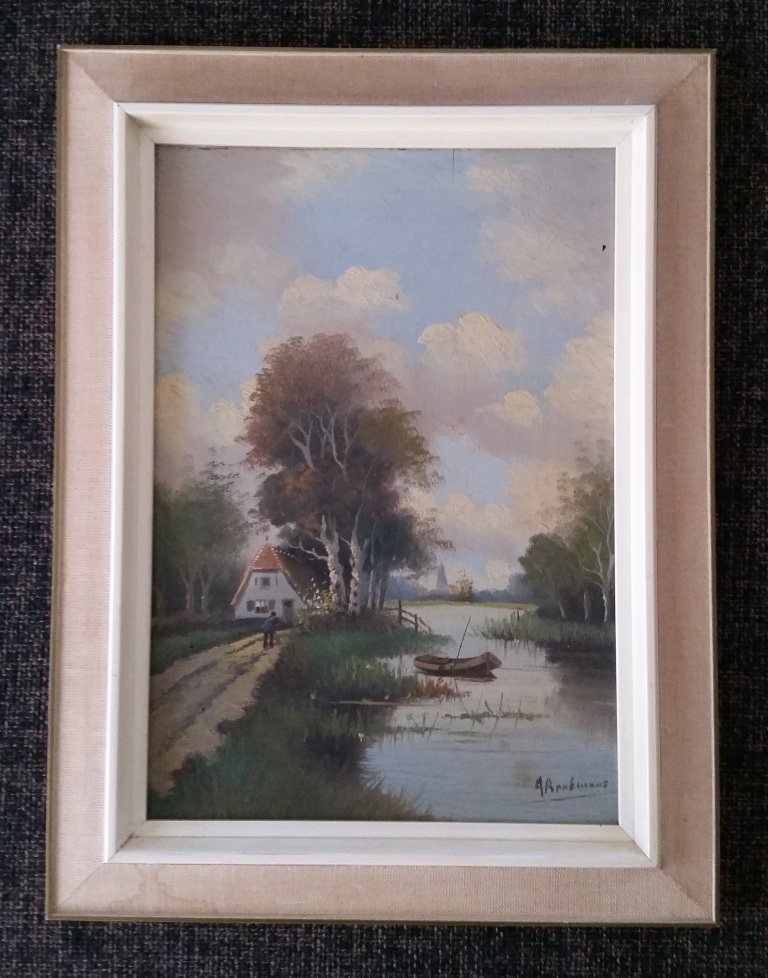 Adrianus Beekmans (Ad)-olieverf op paneel-Rivierlandschap kopen? Bied vanaf 1!