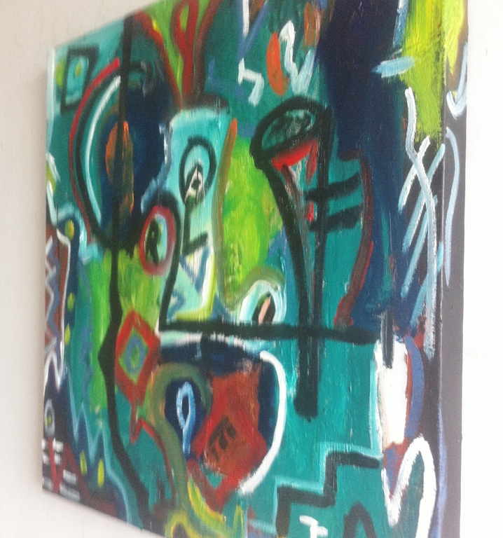  " Jungle  Party....." - John Foppen - Olieverf op 3D canvas - gesigneerd. kopen? Bied vanaf 99!