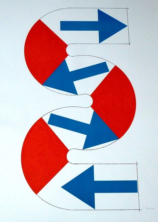 Sugai Kumi, grote litho: Fleches Bleu, handgesigneerd en genummerd. De laatste!!! verkocht voor € 150!