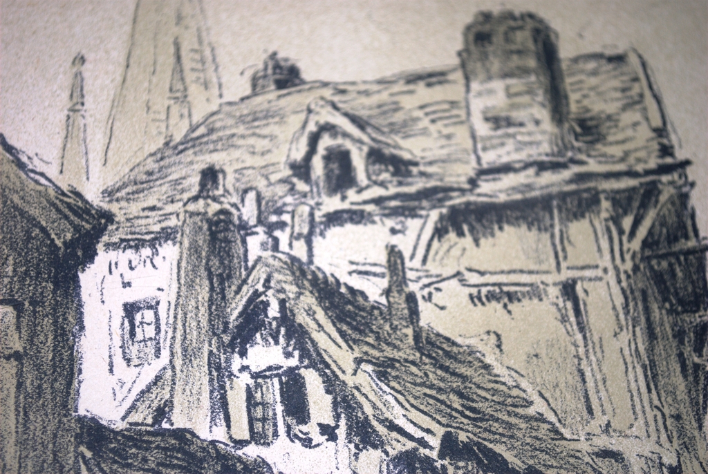 Alfred v Neste -- TROYES -- gesigneerde en ingelijste LITHO  kopen? Bied vanaf 20!