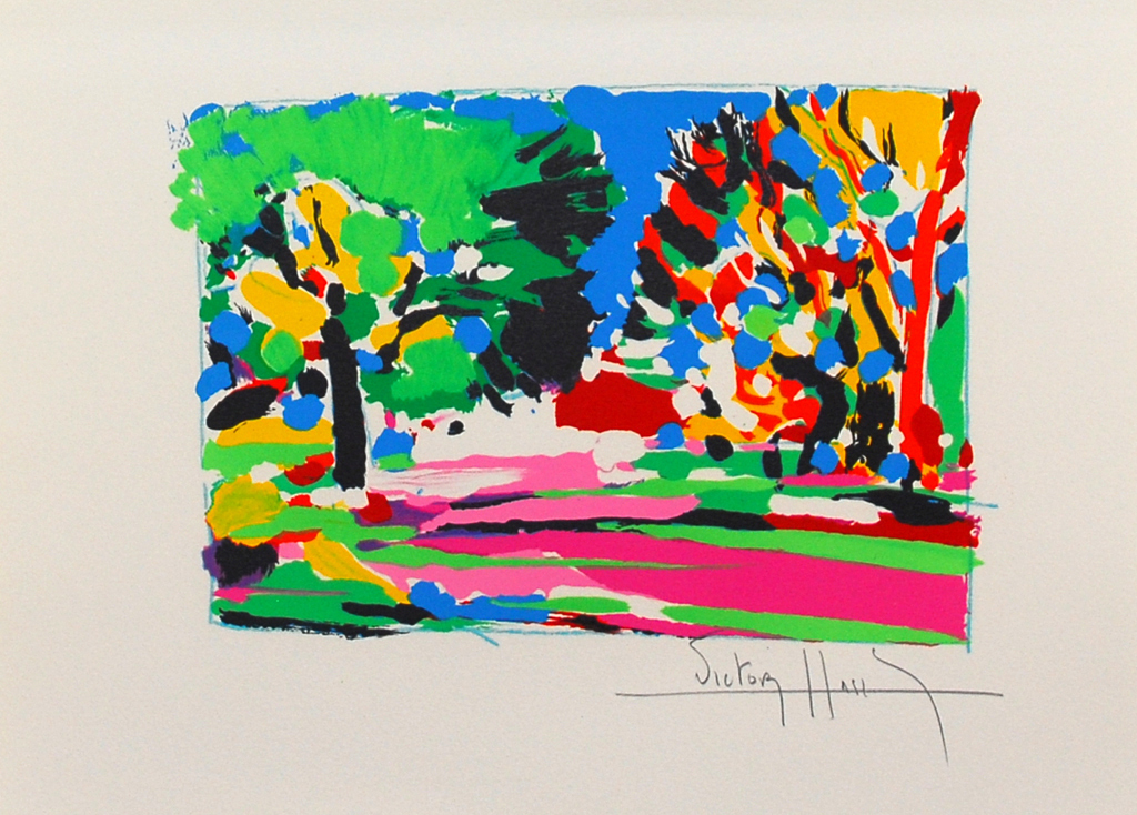 VICTOR HASCH  Kleurenlitho  GOLF DU MOGINS  Handgesigneerd kopen? Bied vanaf 45!