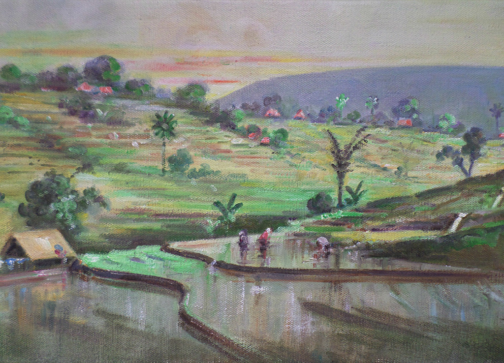 Omar Basalmah - Javaans landschap, olieverf op doek (bijzonder formaat) kopen? Bied vanaf 40!