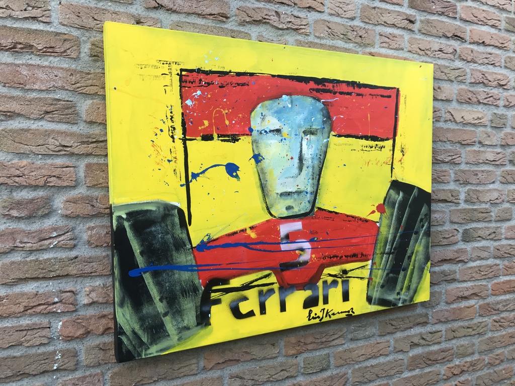 ERIK JAN KREMER  MAX VERSTAPPEN-Ferrari- acryl op 3 D doek-gesigneerd. kopen? Bied vanaf 149!