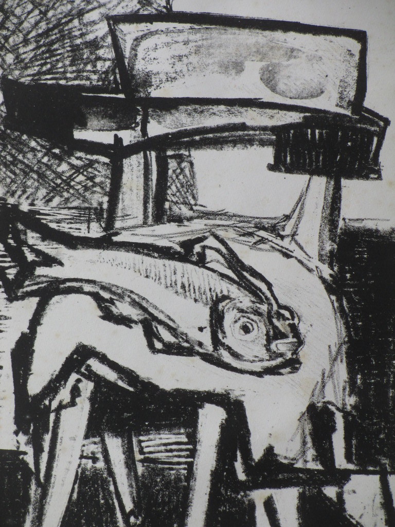 Dick Elffers, Vis op een stoel, Litho kopen? Bied vanaf 50!