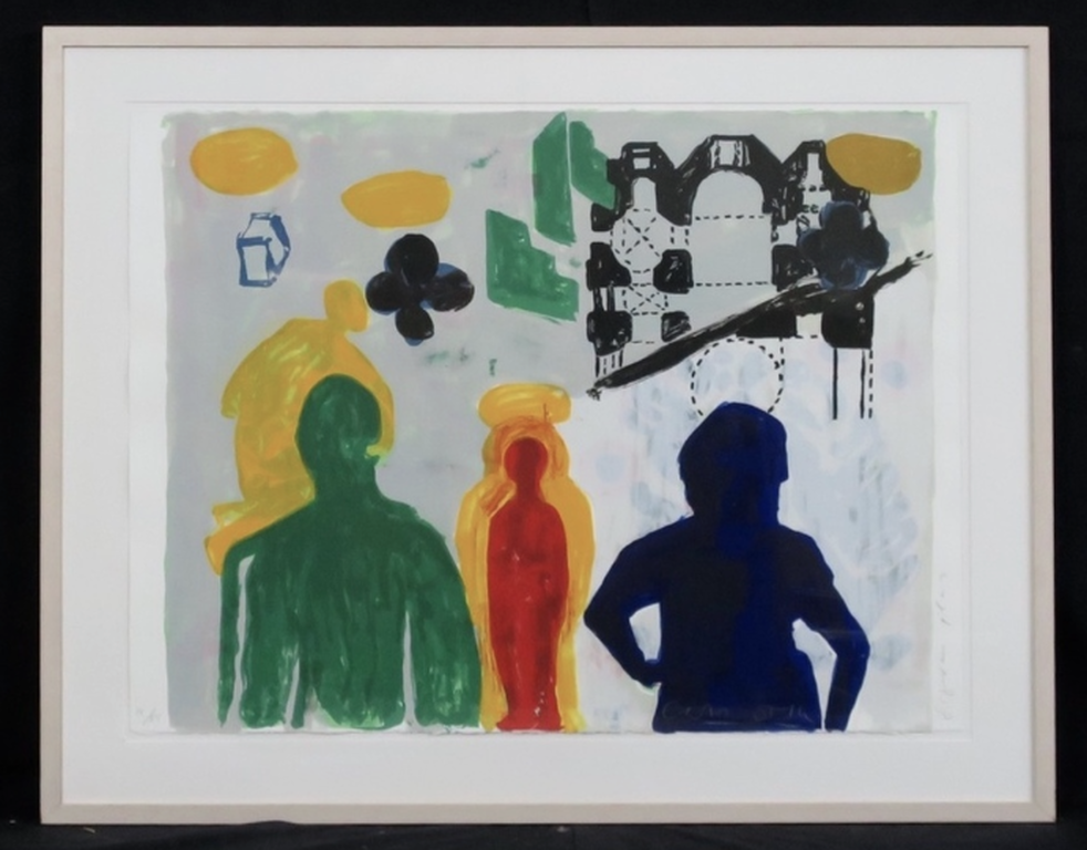 Cees Dolk: Zeefdruk, Figurenplan 3 - Ingelijst verkocht voor € 40!