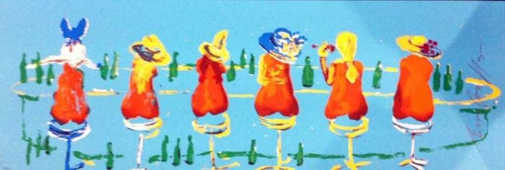 Espen Greger Hagen - Zeefdruk - Six Ladies at the Blue Bar verkocht voor € 95!