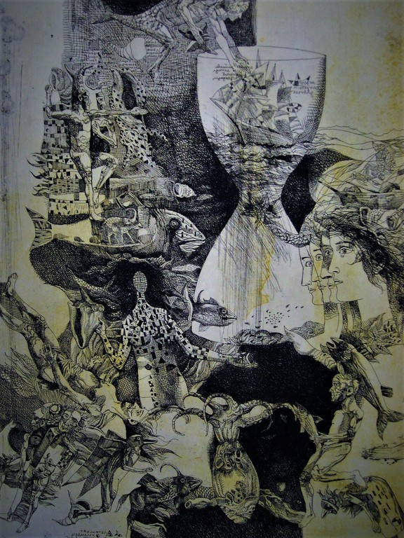 Grafische meester Bulgarije Stoimen Stoilov (1944-) Litho "Life's struggle" ges kopen? Bied vanaf 1!