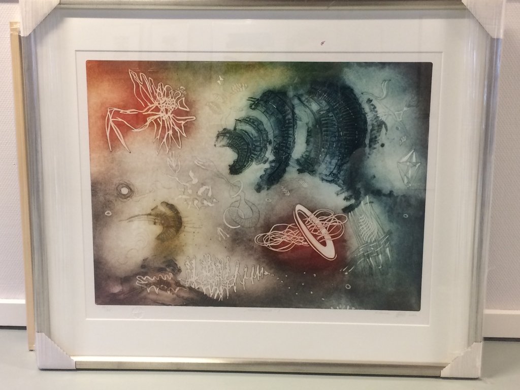 Ad Arma - Ad Arma, Moonisland I, grote kleurenets met zilver-rode houten lijst. 10/25 kopen? Bied vanaf 170!