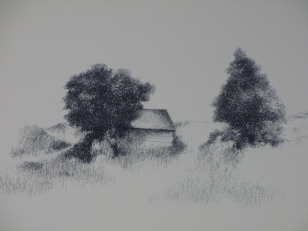 Metten Koornstra, Surrealistisch landschap, Litho kopen? Bied vanaf 35!
