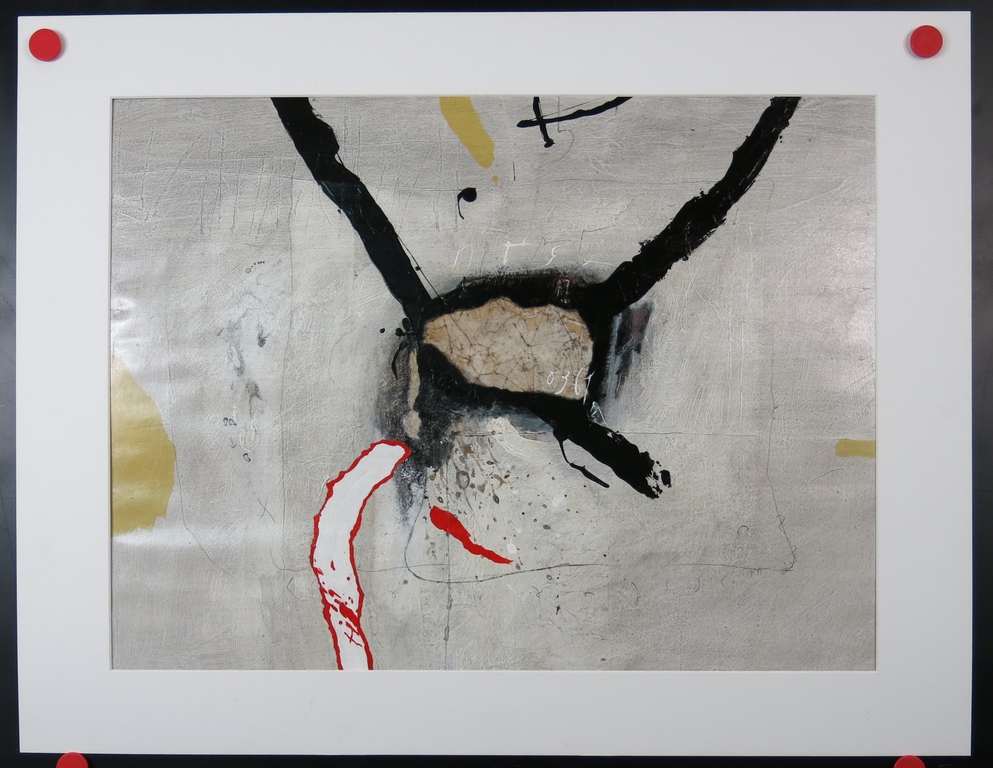 Co van Assema: Gemengde techniek op papier, Zwart kruis kopen? Bied vanaf 1!