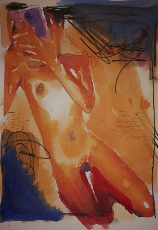 Peter Klashorst - I-pad sex - gemengde techniek op papier - gesigneerd - 2015 kopen? Bied vanaf 85!