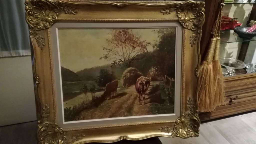 Onbekend kunstenaar, Olieverf op paneel, Stilleven Koeien kopen? Bied vanaf 30!