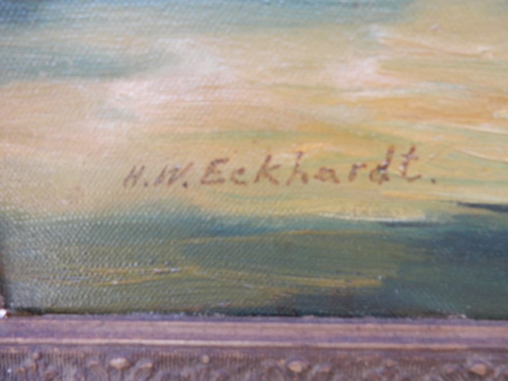 H.W. Eckhardt, stilleven, gele bloemen in vaas, olieverf op doek.H kopen? Bied vanaf 75!