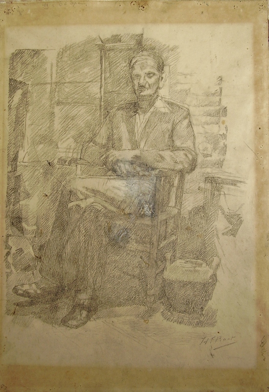 HENRI FRÉDERIC BOOT tekening "Zittende man" verkocht voor € 40!