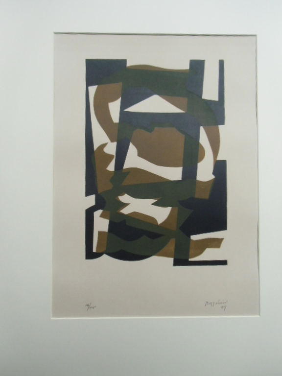 COMPOSITIE ZONDER TITEL  //  LINOSNEDE VAN SILVANO BOZZOLINI verkocht voor € 55!