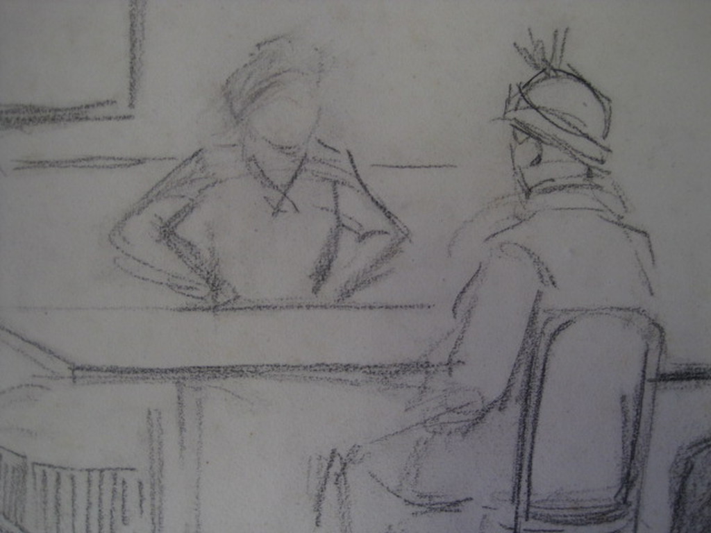 Bijzondere houtskooltekening Anton Kristians 1920 "bij de Bonneterie Amsterdam"  kopen? Bied vanaf 1!