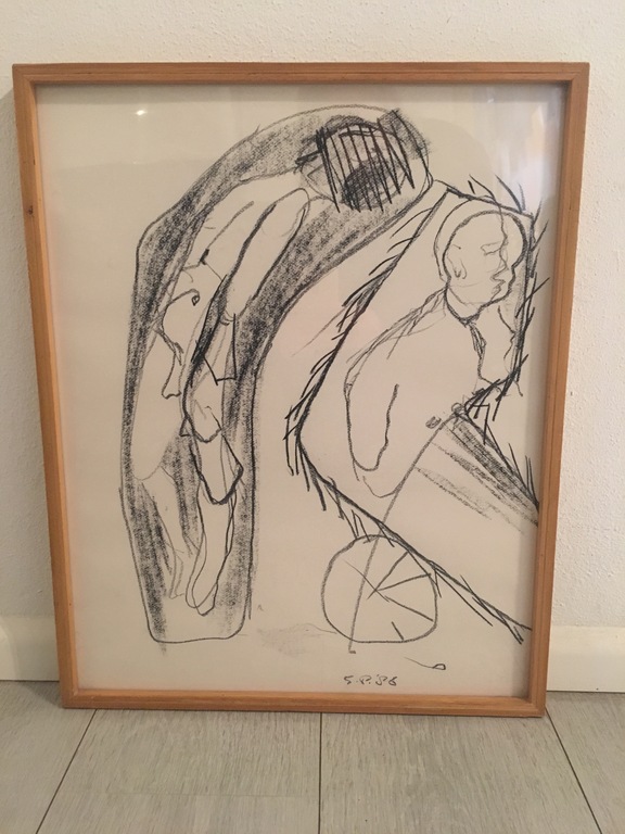 Simon Posthuma, Abstracte figuratie getekend met zwart krijt  kopen? Bied vanaf 1!