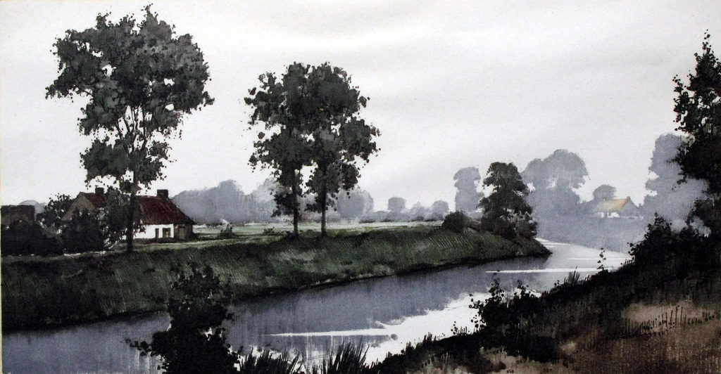 ROGER HEBBELINCK (Brussel 1912) het Gein Abcoude - GESIGNEERD en onberispelijk. verkocht voor € 90!