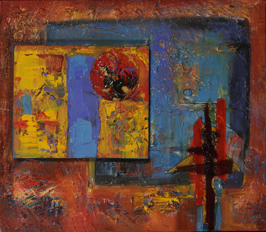 Franca Muller Jabusch: Gemengde technieken op doek, Spanish eyes verkocht voor € 60!