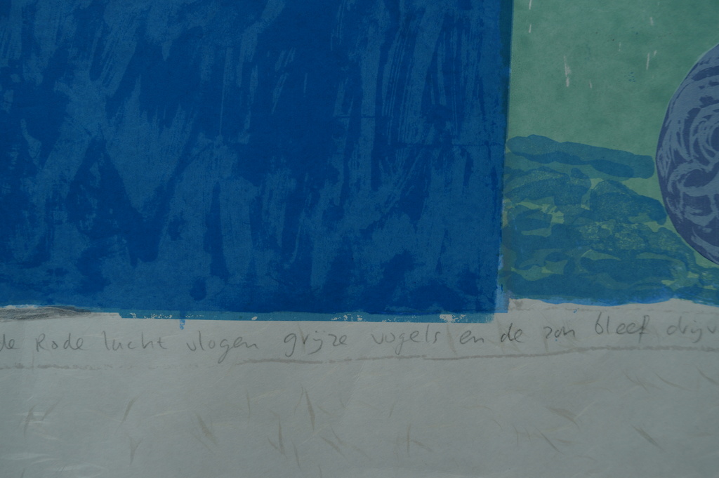 Maria Donker - gesigneerde houtsnede - in de rode lucht vlogen .......... - 1994 kopen? Bied vanaf 1!