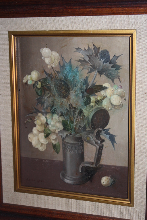 BLOEMSTILLEVEN DISTELS en TINNEN KAN van JOAN BABTIST v GENT kopen? Bied vanaf 1!