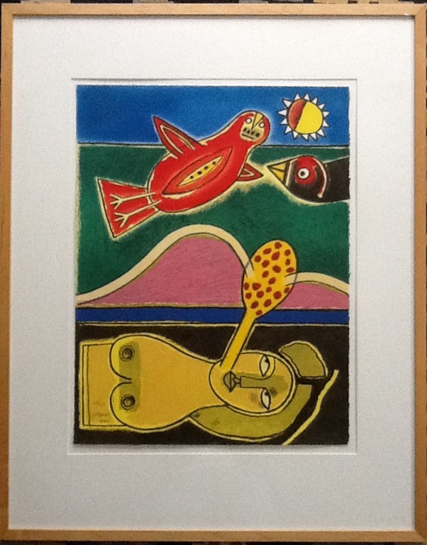 Corneille, Kleurenlitho, gesigneerd , ingelijst in blankhouten lijst, Oplage 125 verkocht voor € 350!