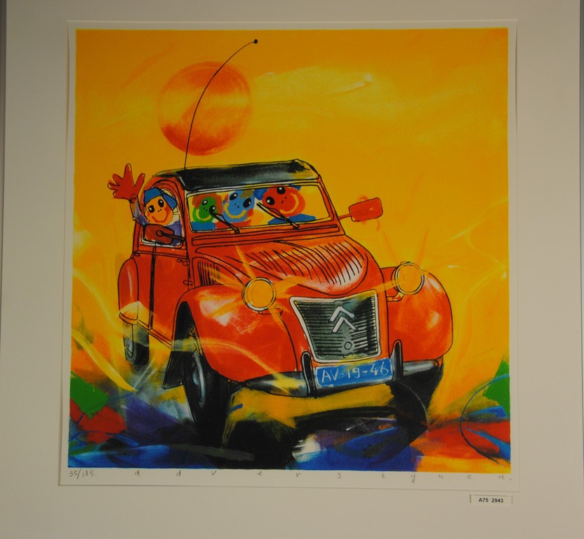 Ad Verstijnen, zeefdruk, Deux Cheveaux kopen? Bied vanaf 300!