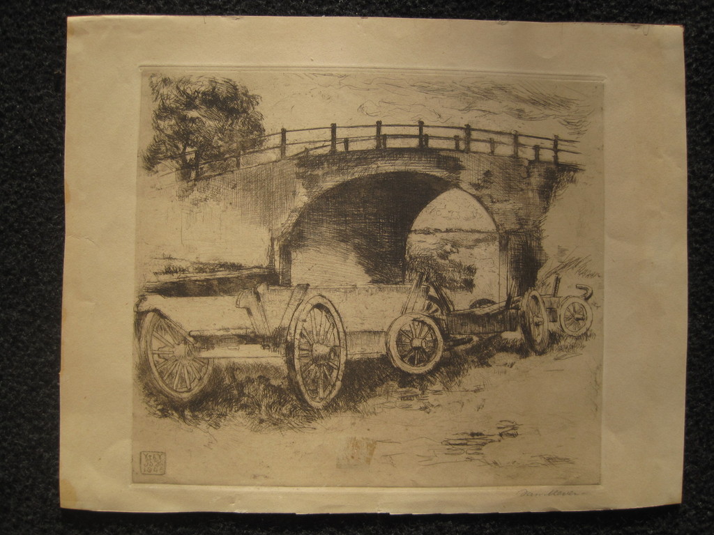 Mooie gedetailleerde Arie van Mever 1899-1978 Ets "Karren langs de weg" 1946 kopen? Bied vanaf 1!