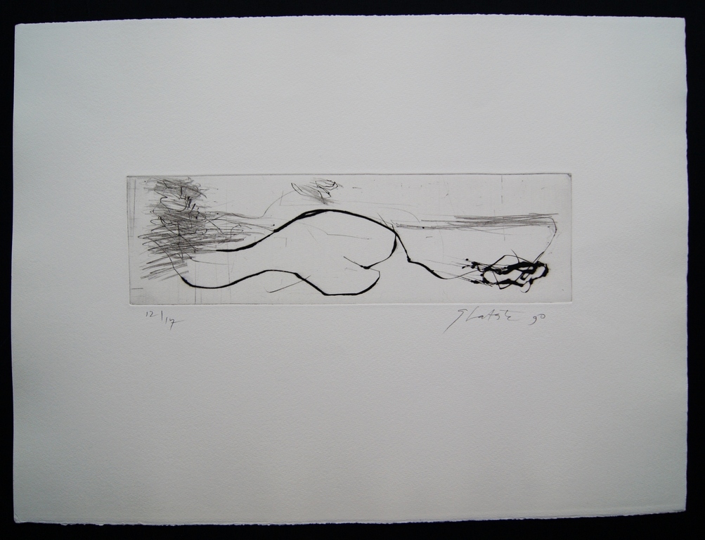 Ger Lataster abstract/figuratieve ets - 1990. verkocht voor € 125!