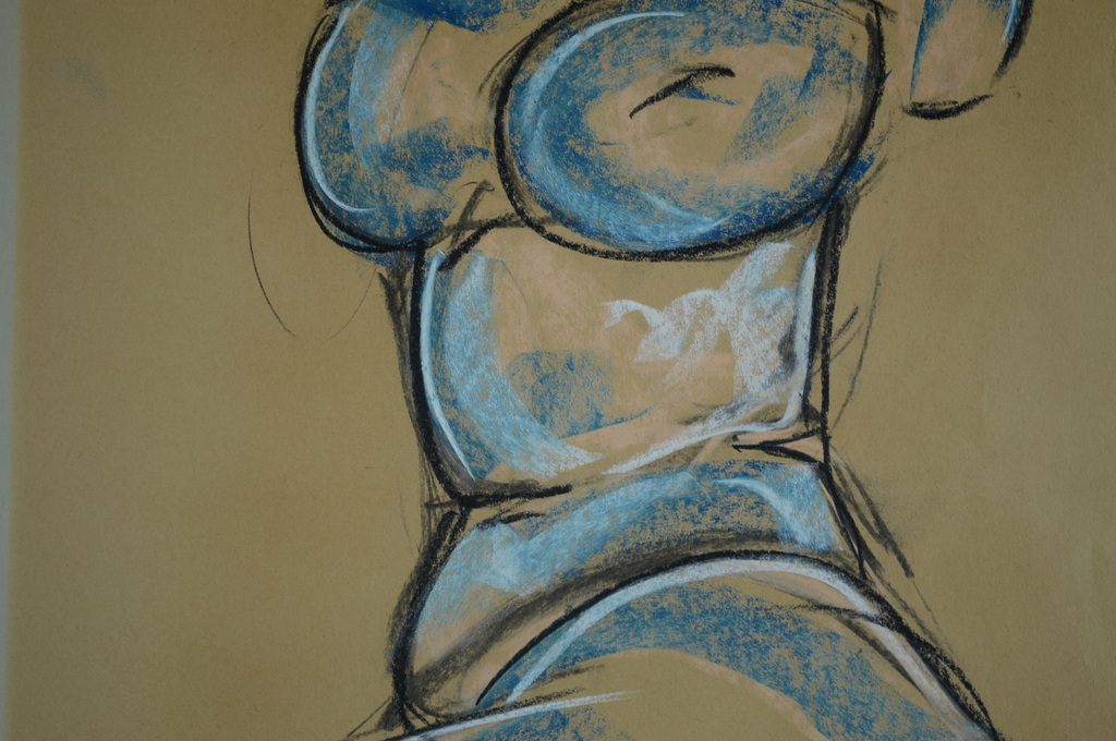 Luc Ledene ( Veurne (B) 1955- naakt, krijt 61x36 - 1995 kopen? Bied vanaf 45!