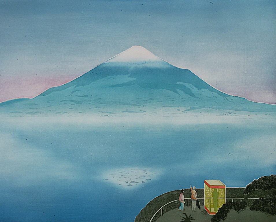 Sjoerd Bakker - Uitzicht op de berg Fuji, aquatint ets verkocht voor € 75!