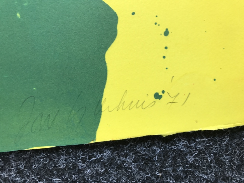 Jan Sierhuis Zeefdruk/Litho landschap met rode doos en stoel 1971 kopen? Bied vanaf 1!