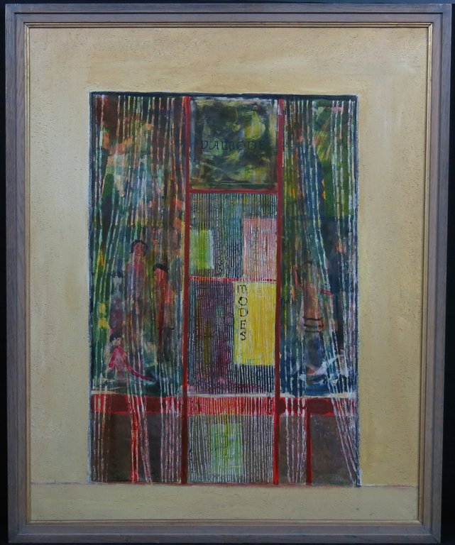 Bernard Stern: Gemengde techniek op doek, La mode en Provence - Ingelijst verkocht voor € 200!