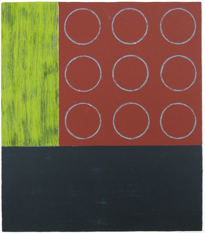 Bert Loerakker: Zeefdruk, Compositie met cirkels verkocht voor € 50!