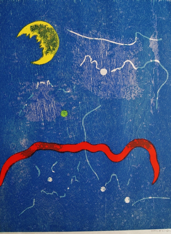 Jef Diederen - Jef Diederen houtsnede op rijstpapier - 1988 verkocht voor € 85!