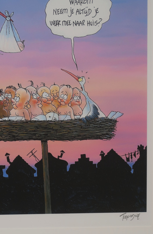 Toon van Driel: Giclee, Ooievaar - Ingelijst kopen? Bied vanaf 35!