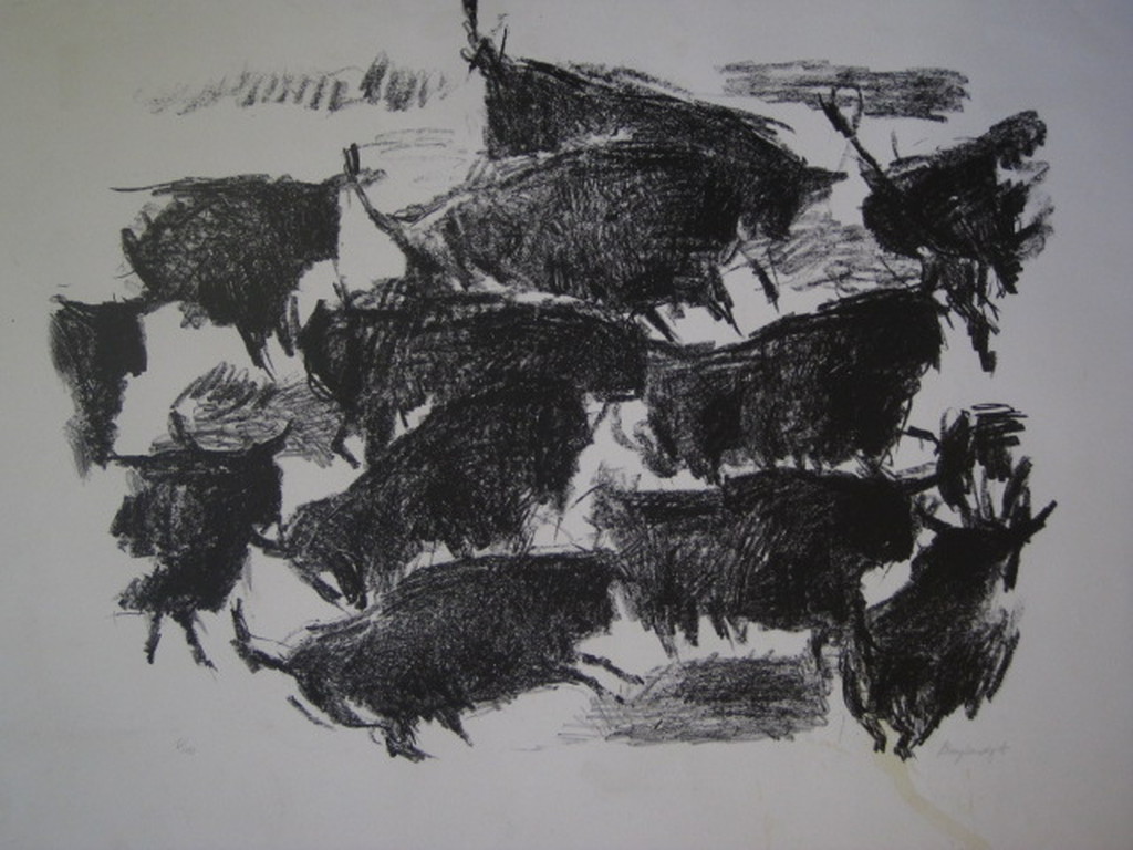 Anton Buytendijk 1913-2002 vrij zeldzaam Litho "Bizons" gesigneerd en genummerd kopen? Bied vanaf 1!