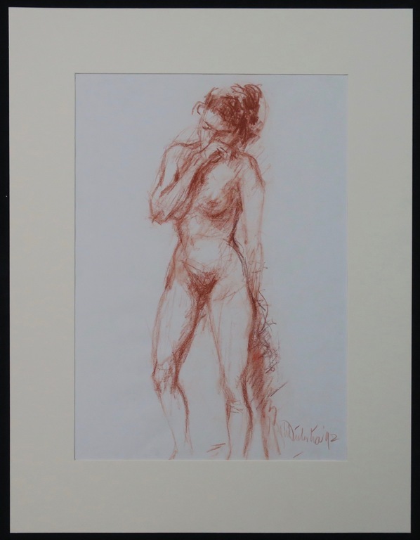 Ton Diekstra: Rood krijt tekening, Naakt verkocht voor € 100!