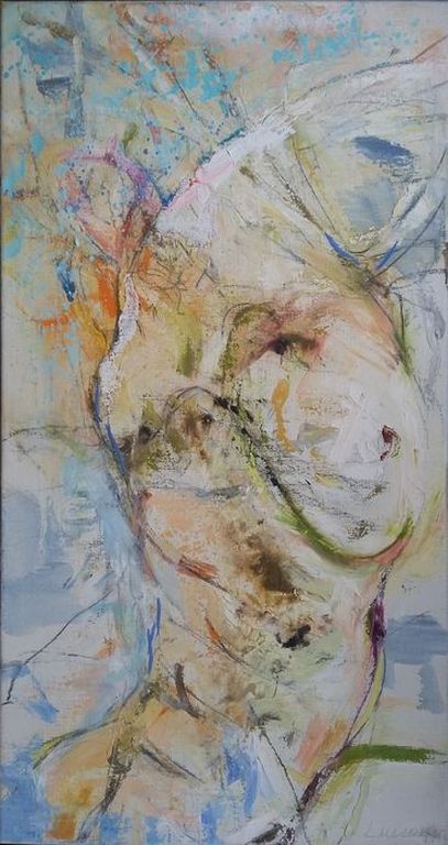 Paul de Lussanet - Silhouet naakt - olieverf op doek - gesigneerd - 1995 verkocht voor € 345!