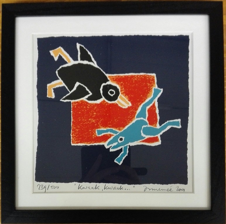 Hans Innemee, zeefdruk op papier in lijst + het kinderboekje Kwaak Kwaak kopen? Bied vanaf 50!