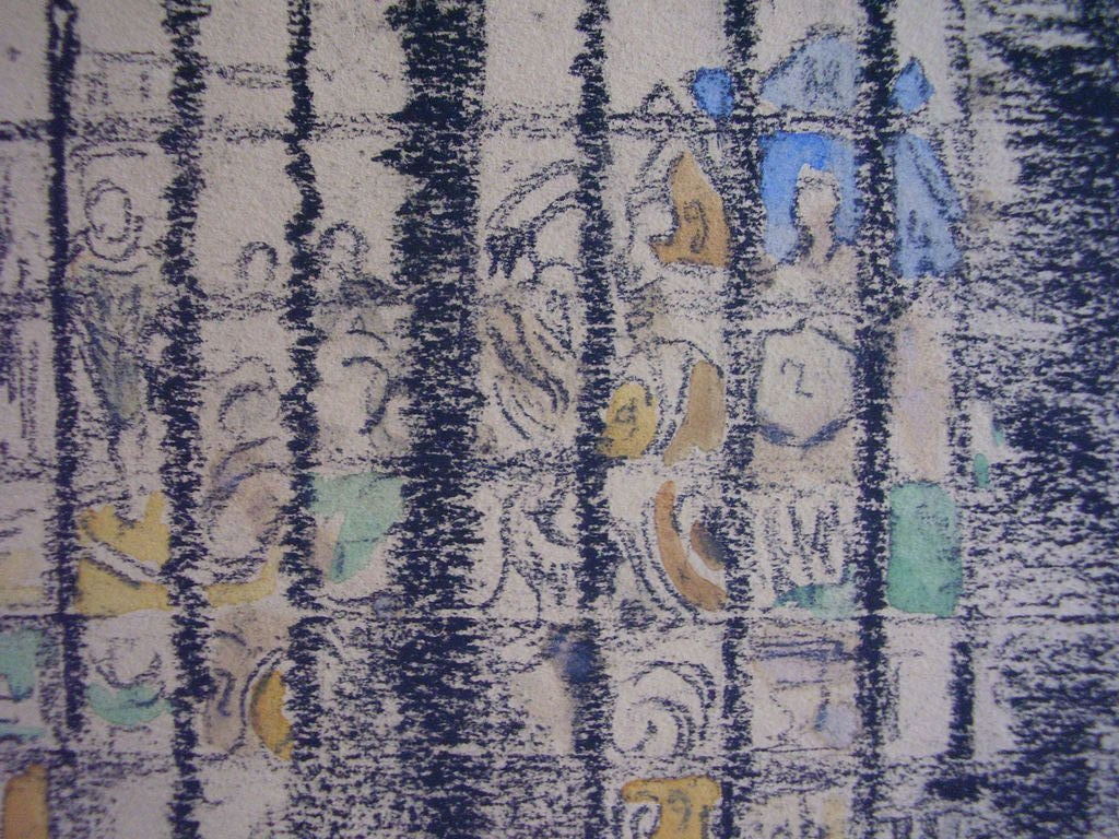 B.A. Bongers: grote krijttekening met aquarel, kerkinterieur kopen? Bied vanaf 100!