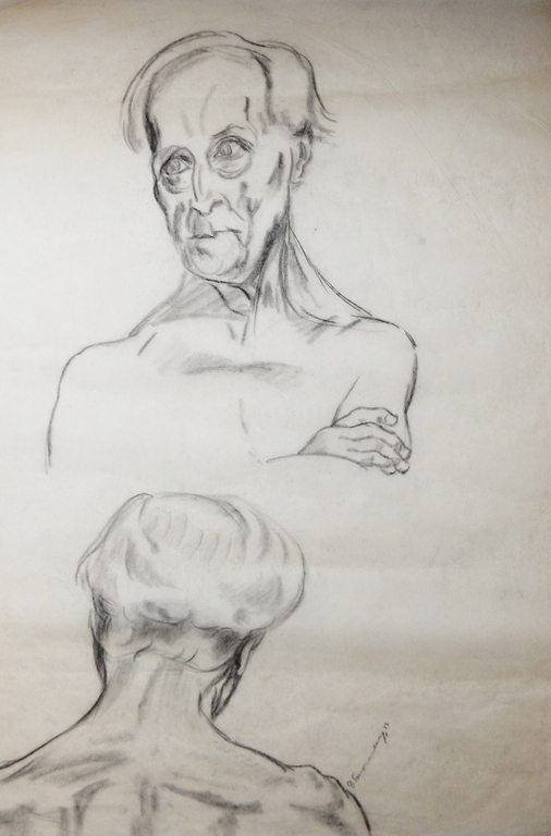 Dirk Smorenberg (1883-1960) - Grote houtskooltekening - Oude man 1933 kopen? Bied vanaf 1!