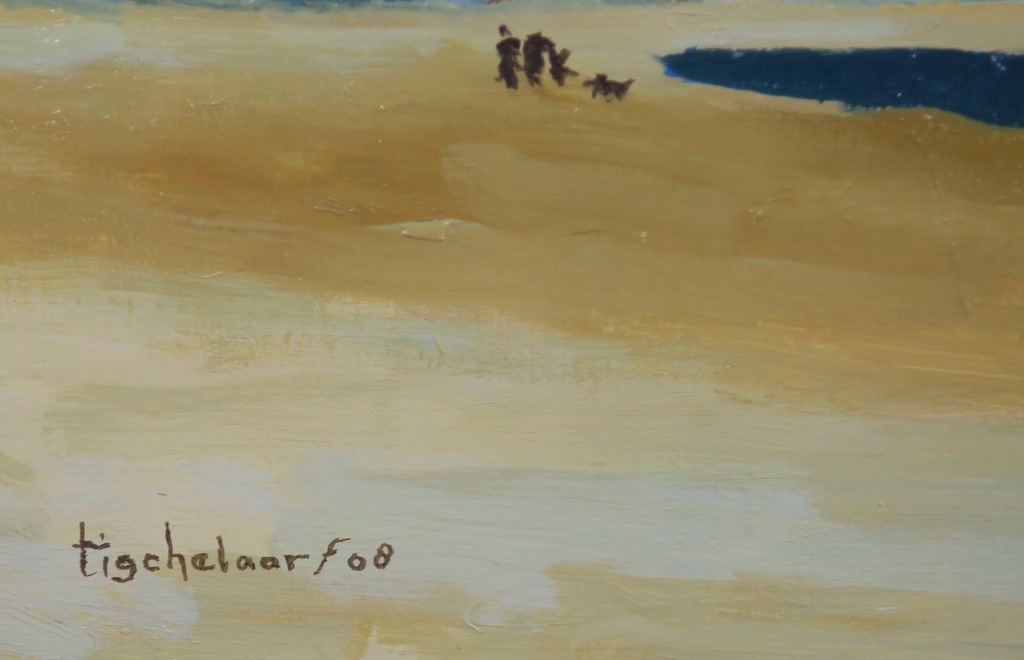 Andre Tigchelaar: Olieverf op doek, Texel, paal 33 - Ingelijst kopen? Bied vanaf 1!