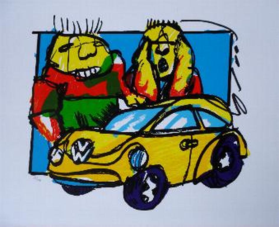 Herman Brood, kleurenzeefdruk, VW Beetle verkocht voor € 150!