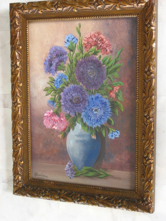 H.J.M. Berlage. Gemengde techniek. Stilleven met bloemen. verkocht voor € 47!