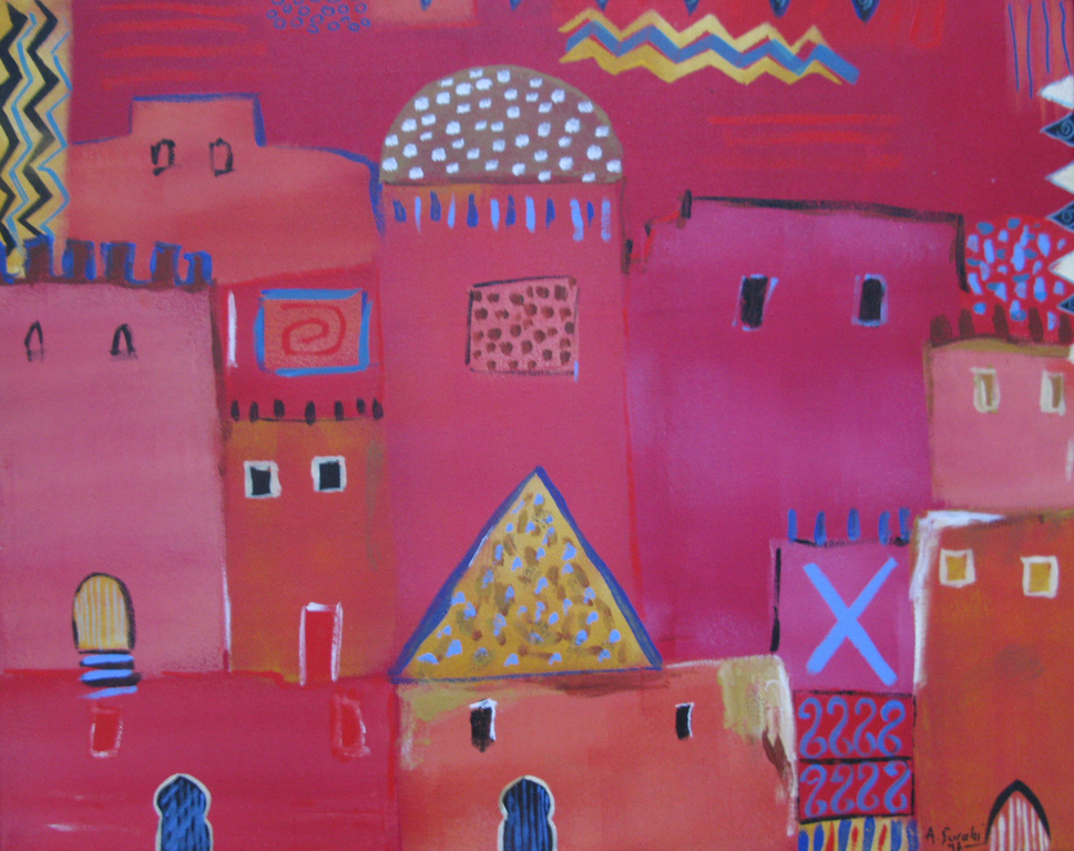 ABDEL FARAHI (1964) - OLIEVERF abstract op linnen - gesigneerd. verkocht voor € 320!