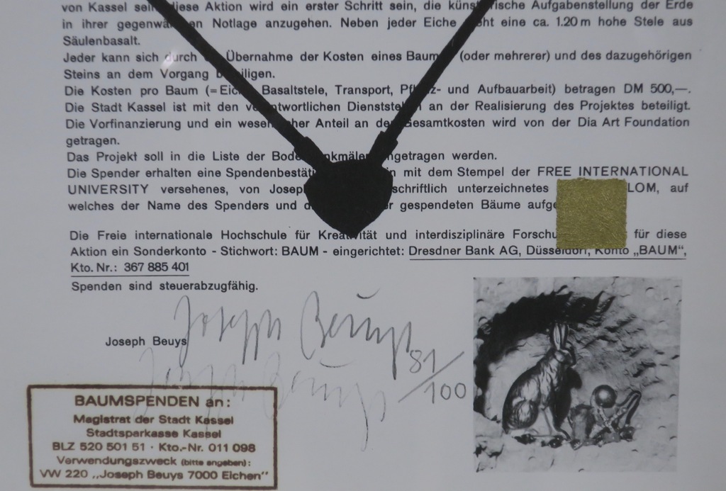 Joseph Beuys: Offset en pochoir op papier, Rundbrief F.I.U. - Ingelijst kopen? Bied vanaf 350!
