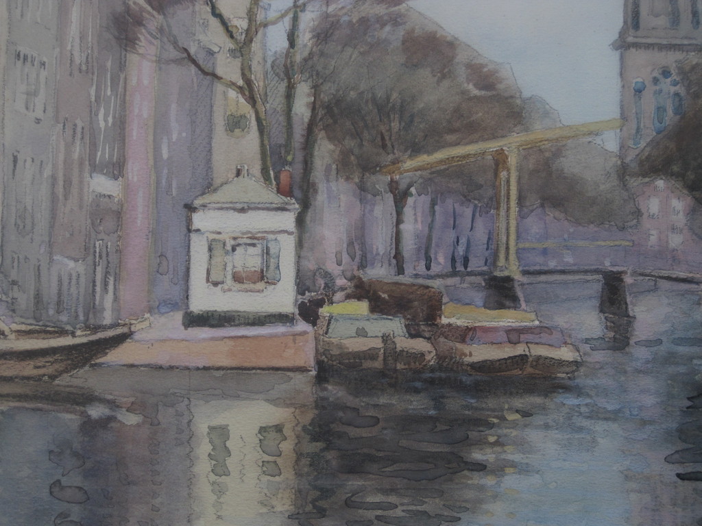 J.H.Melcher Tilmes 1847-1920 aquarel Amsterdam Zuiderkerk Groenburgwal  kopen? Bied vanaf 1!